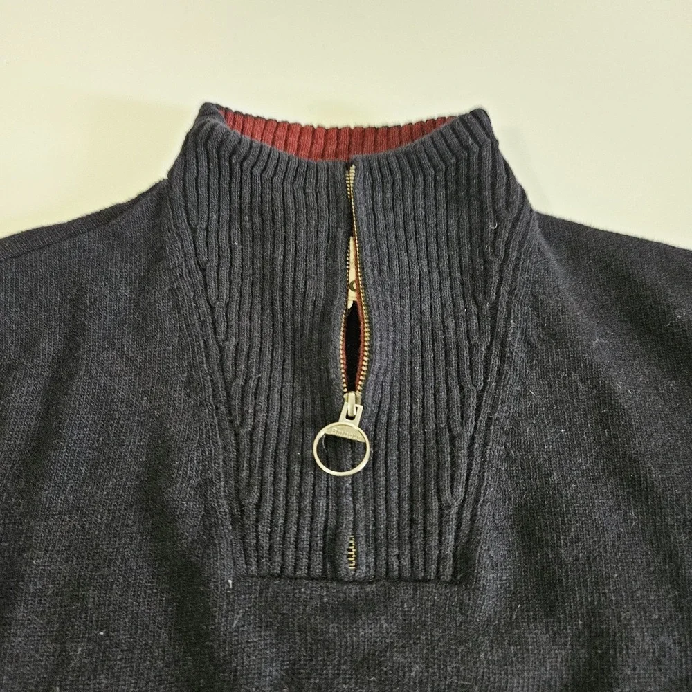Barbour Quarter Zip Men's Size Large Black Pullober Long Sleeved Vintage